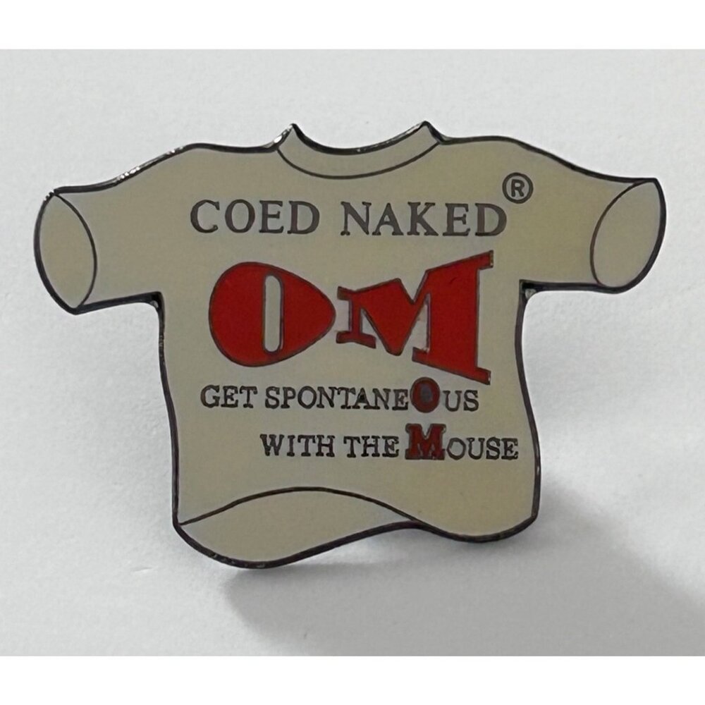 Vintage Odyssey of the Mind Coed Naked OM Pin Shirt Get Spontaneous With The Mou